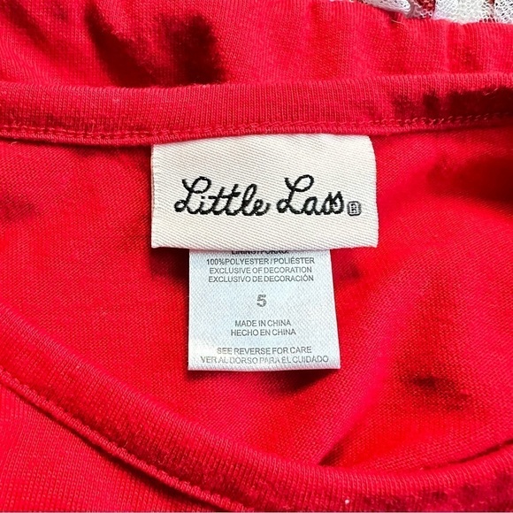 Little Lass Red & White Tulle Dress with Leggings Girls Size 5 - Picture 8 of 9